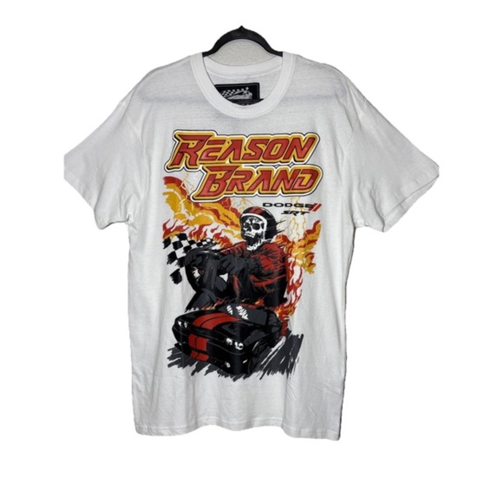 Reason‎ Brand Dodge SRT Skull Racing Graphic T-Shirt White Mens Large New